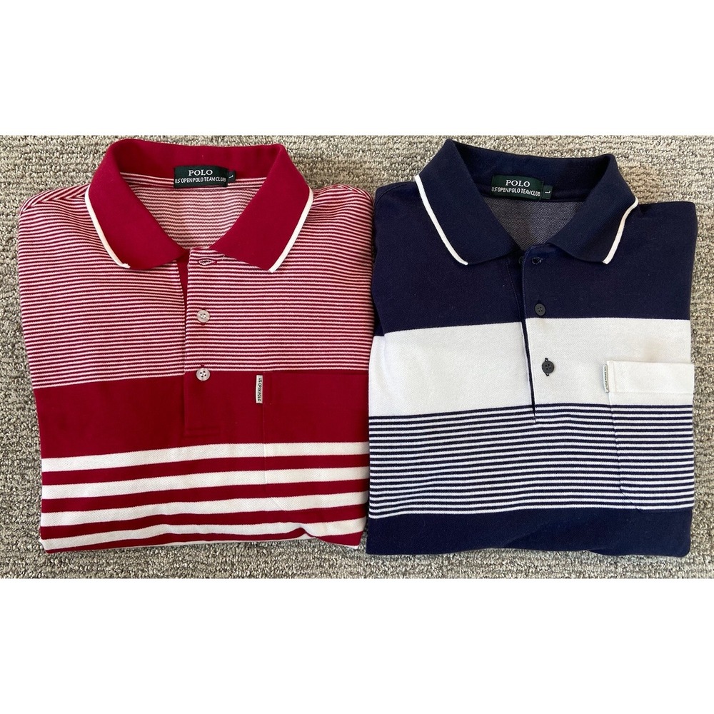 Polo by Ralph Lauren Men's Dual Pack Striped Polo Shirts - Red and Navy